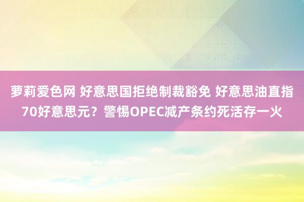 萝莉爱色网 好意思国拒绝制裁豁免 好意思油直指70好意思元？警惕OPEC减产条约死活存一火