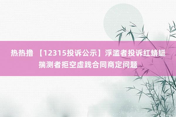 热热撸 【12315投诉公示】浮滥者投诉红蜻蜓揣测者拒空虚践合同商定问题