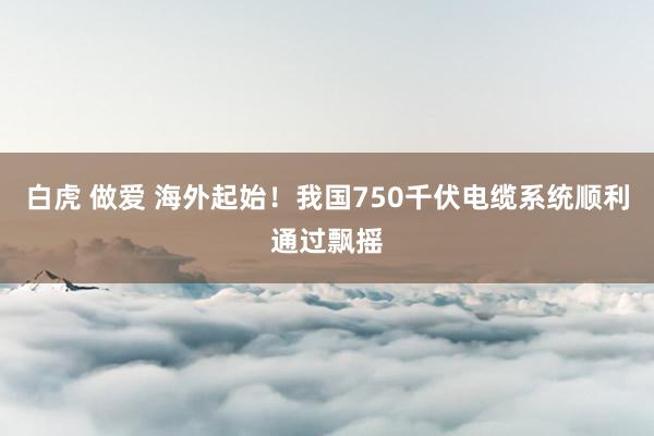 白虎 做爱 海外起始！我国750千伏电缆系统顺利通过飘摇