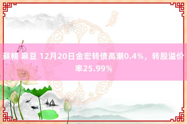 蘇暢 麻豆 12月20日金宏转债高潮0.4%，转股溢价率25