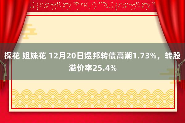 探花 姐妹花 12月20日煜邦转债高潮1.73%，转股溢价率