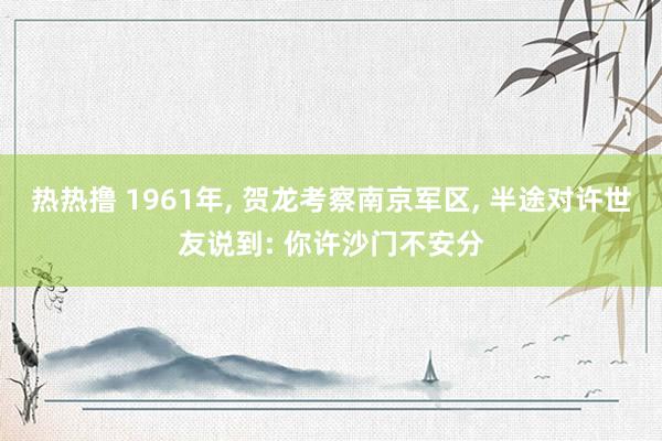 热热撸 1961年, 贺龙考察南京军区, 半途对许世友说到: