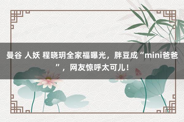 曼谷 人妖 程晓玥全家福曝光，胖豆成“mini爸爸”，网友惊